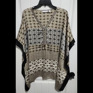 Susan Graver 1X boho scarf top poncho blouse